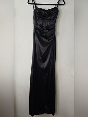 Windsor Black Satin Cowl Maxi Dress